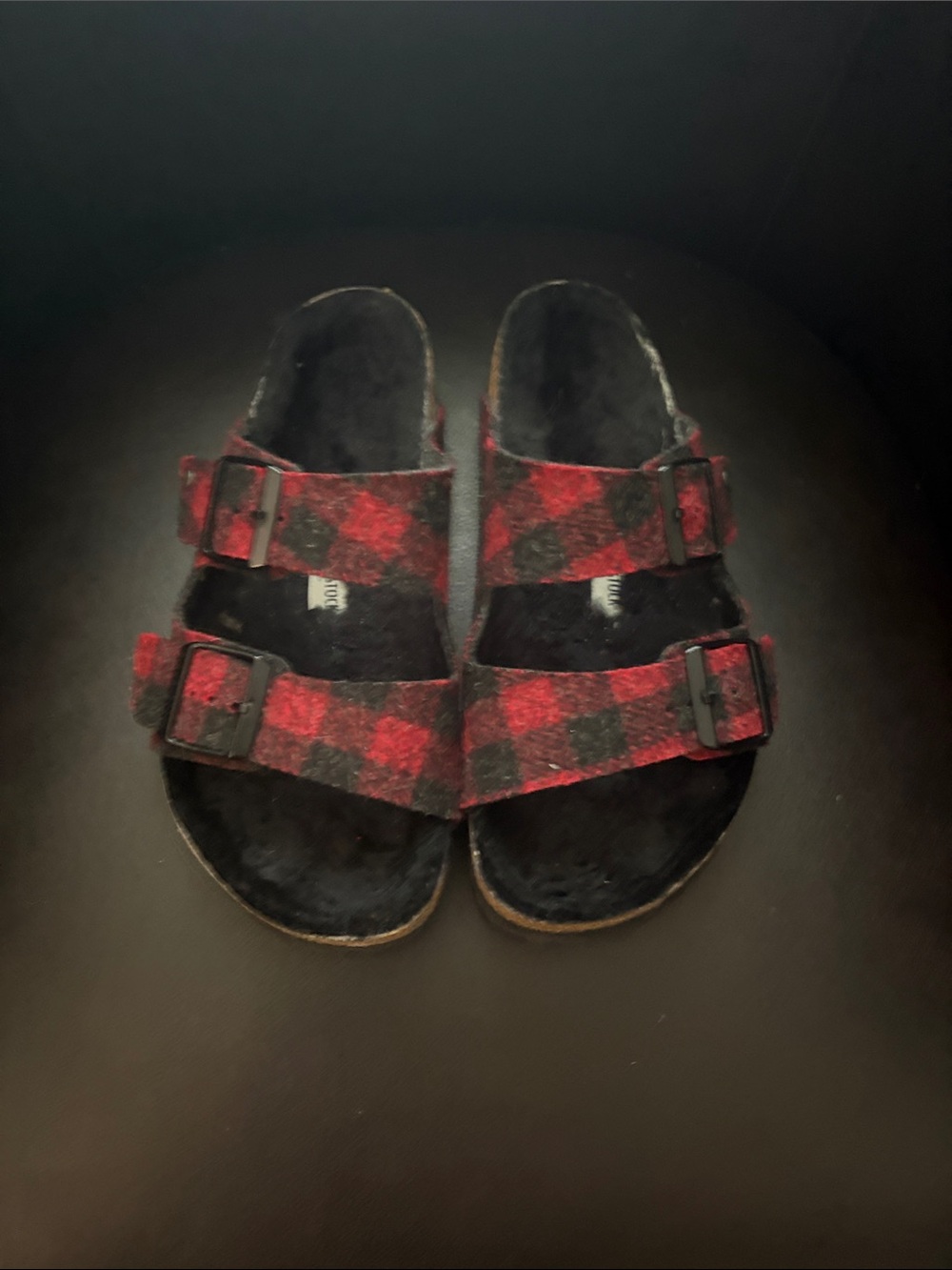Birkenstock Red and Black Buffalo Plaid Arizona Sandals